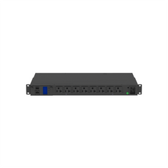 PDU Switchable y Monitoreable por Toma (MS) para Distribución de Energía, Enchufe de Entrada NEMA L5-20P, Con 8 Salidas 5-20R, Horizontal 19in, 120 Vca, 15 Amp, 1UR