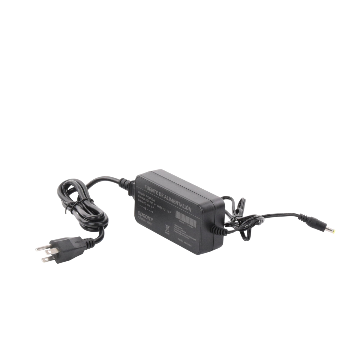 Fuente de poder con Cables de Extensión para Mayor Alcance 12 Vcc / 5 Amperes / Profesional / 0.5 metros a la toma de alimentación / 0.5 metros a la conexión del dispositivo