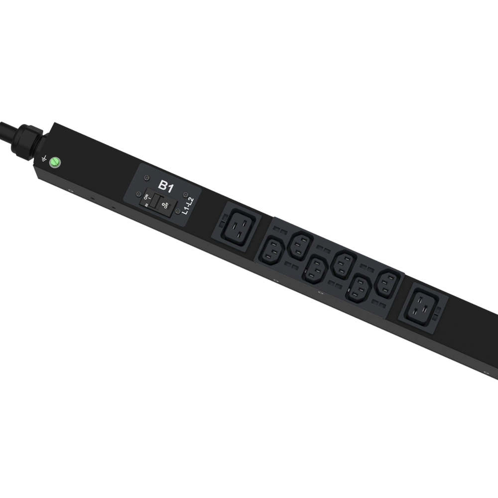 PDU Monitoreable (MI) para Distribución de Energía, Enchufe de Entrada NEMA L21-30P, Con 18 Salidas C13 y 6 C19, de Instalación Vertical, 208 Vca, 30 Amp