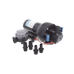 Bomba de diafragma controlada por presión para trabajo pesado ParMax de 12 Vcd, caudal de 5 GPM, presión máxima 60 psi, para manguera de diámetro interior de 13 mm (1/2") y 19 mm (3/4")