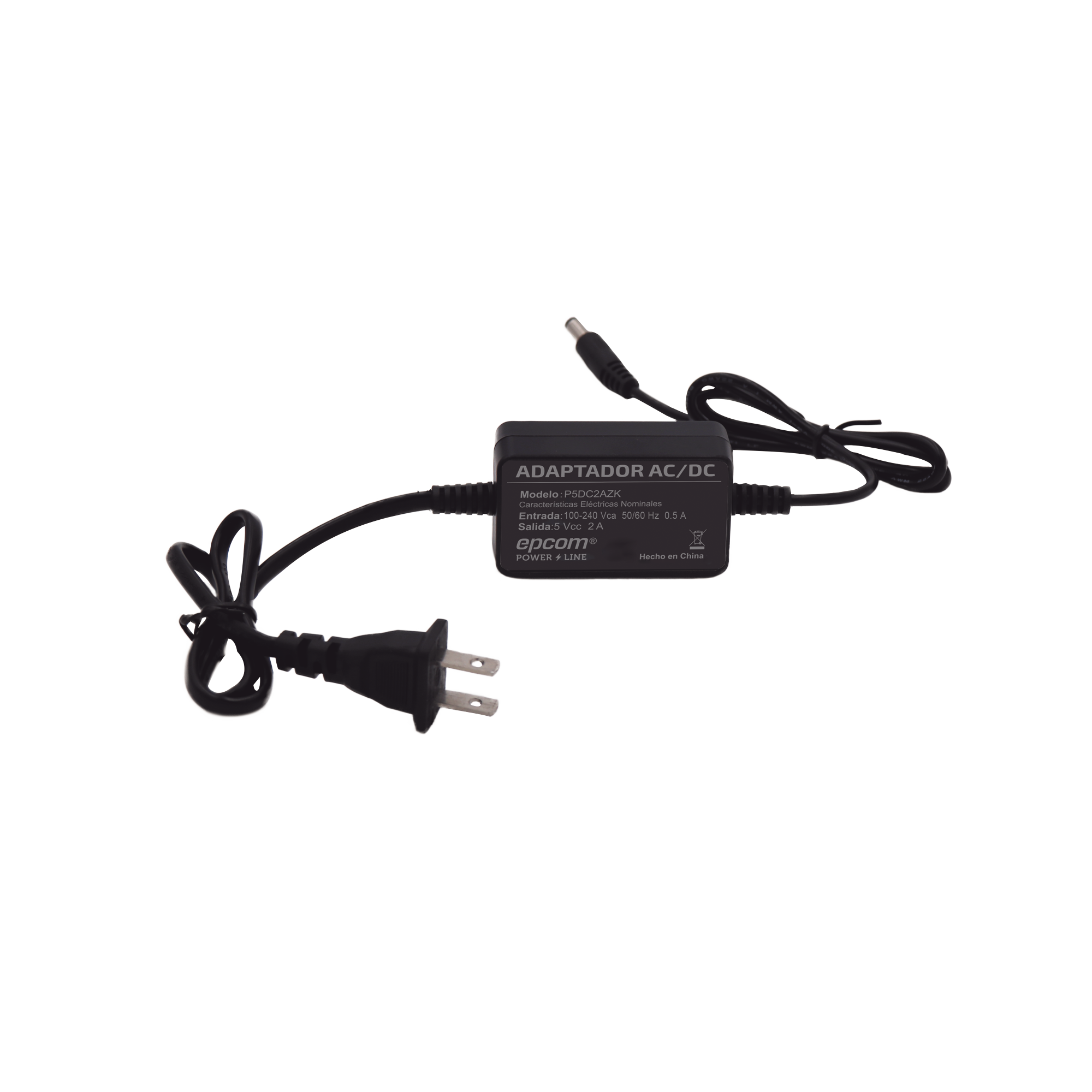 Adaptador 5 Vcc / 2A / UL / Voltaje de Entrada de 100-240 Vca / Para uso, solo en lectores biométricos de 5 Vcc de la marca ZK