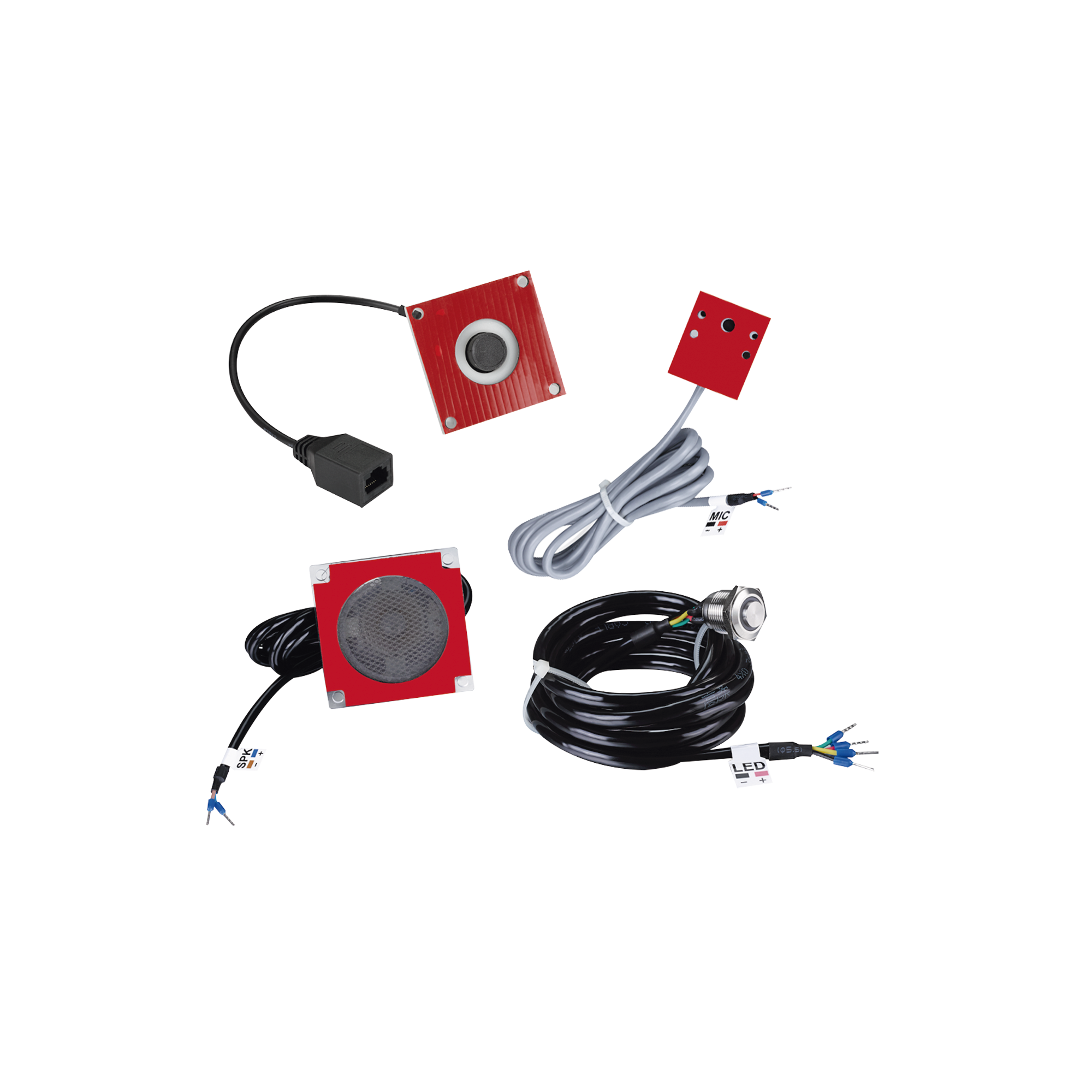 KIT de Accesorios para el modelo PA2F, incluye cámara, micrófono, parlante y botón, múltiples aplicaciones
