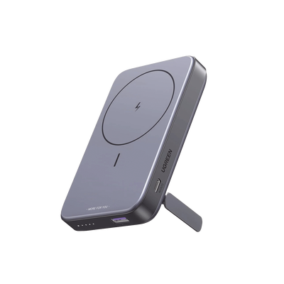 Power Bank MagSafe de 10000mAh NEXODE | 20W | 1 USB-C | 1 USB-A | Carga Rápida bidireccional | Soporta modo Standby | Soporte Plegable |  Ultra Delgado | Ultra ligero | Compatible con iPhone 15/14/13/12 | Color Gris.
