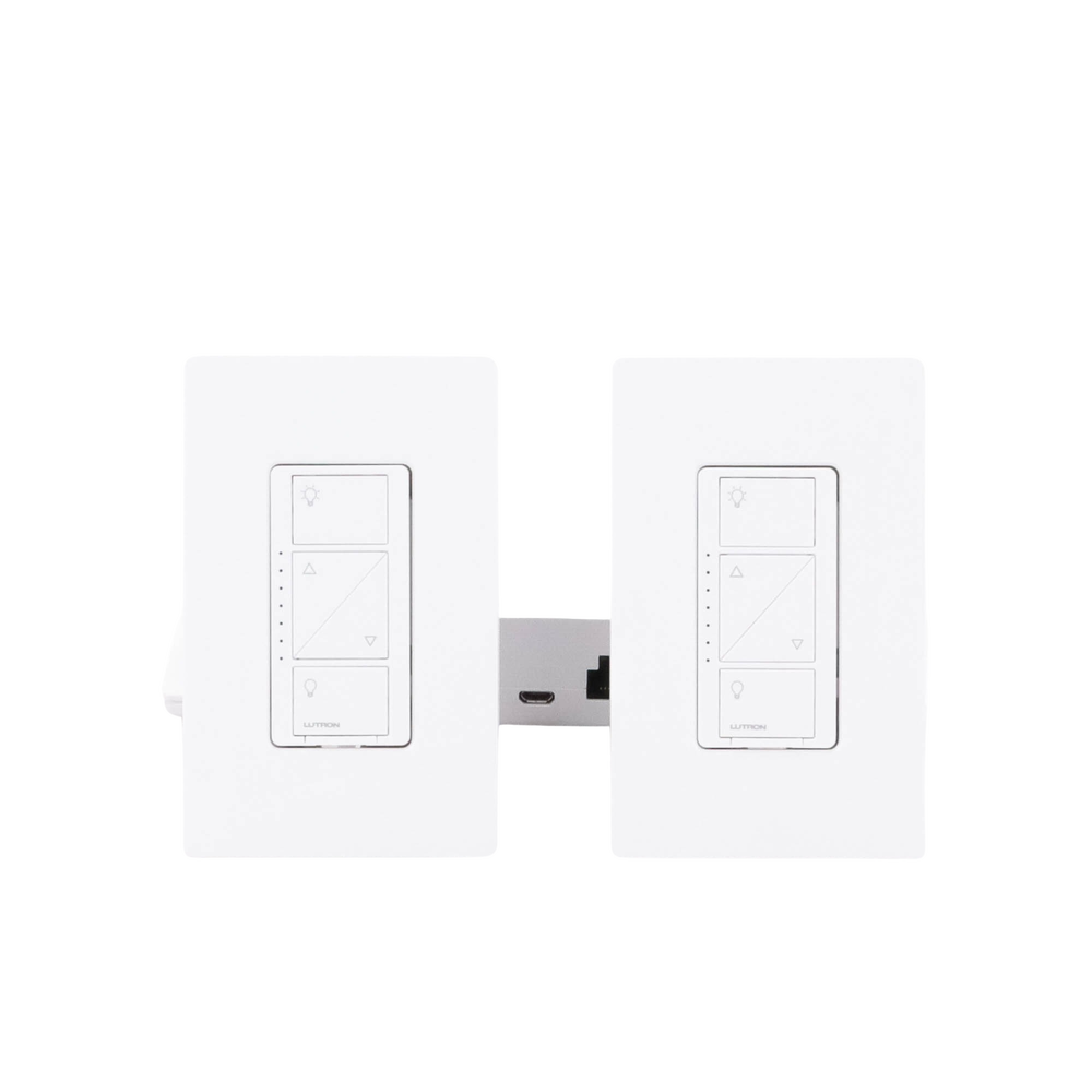 (Caseta Wireless) Kit Hub controlador, 2 atenuadores, 2 controles remotos, 2 base mesa y 2 tapas.