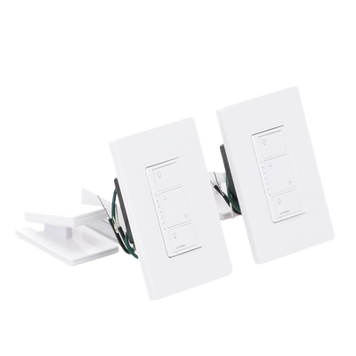 (Caseta Wireless) Kit Hub controlador, 2 atenuadores, 2 controles remotos, 2 base mesa y 2 tapas.