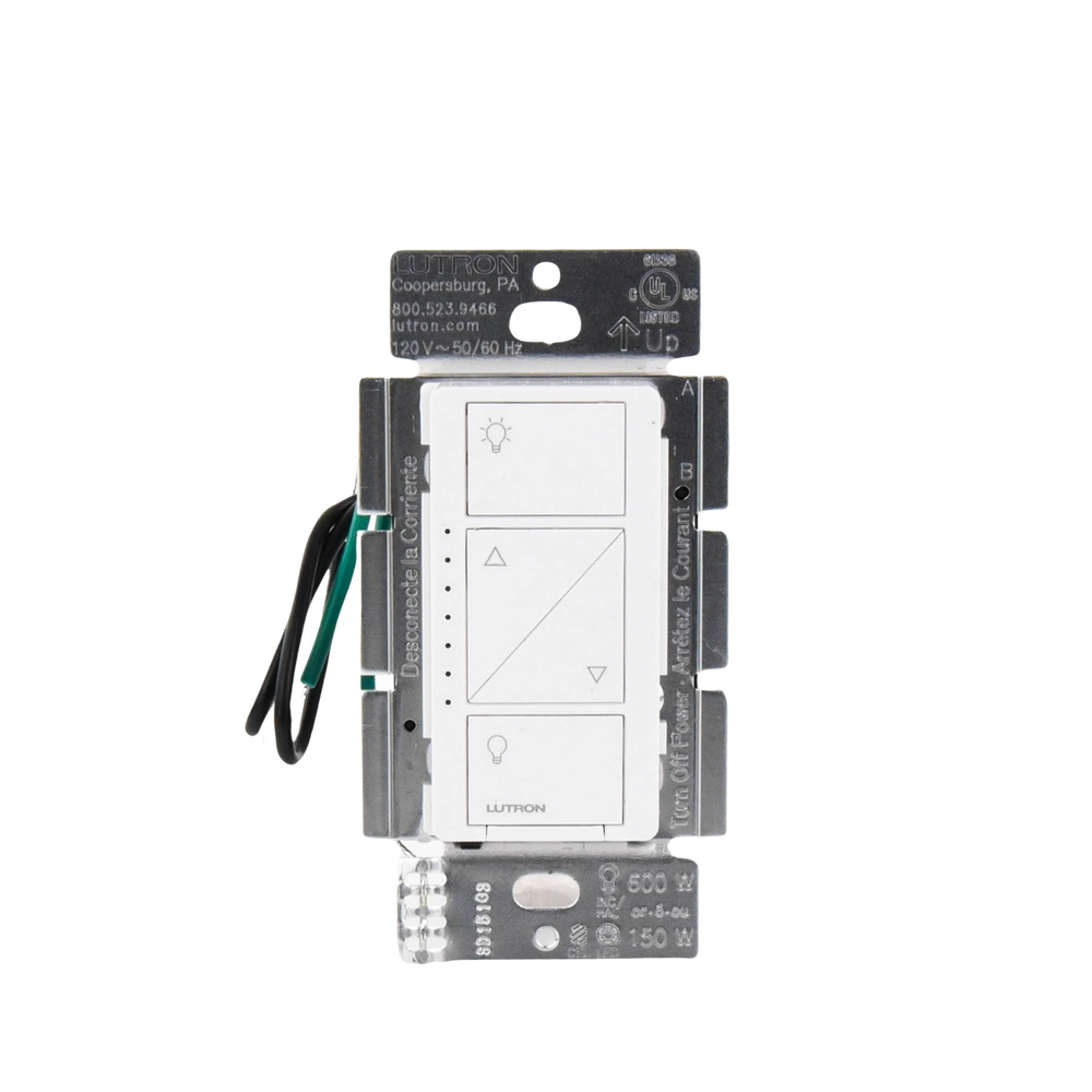 (Caseta Wireless) Atenuador de pared. Aumenta/Disminuye Intensidad de Iluminación.  No requiere cable neutro. 150W LED / 600W INC/HAL