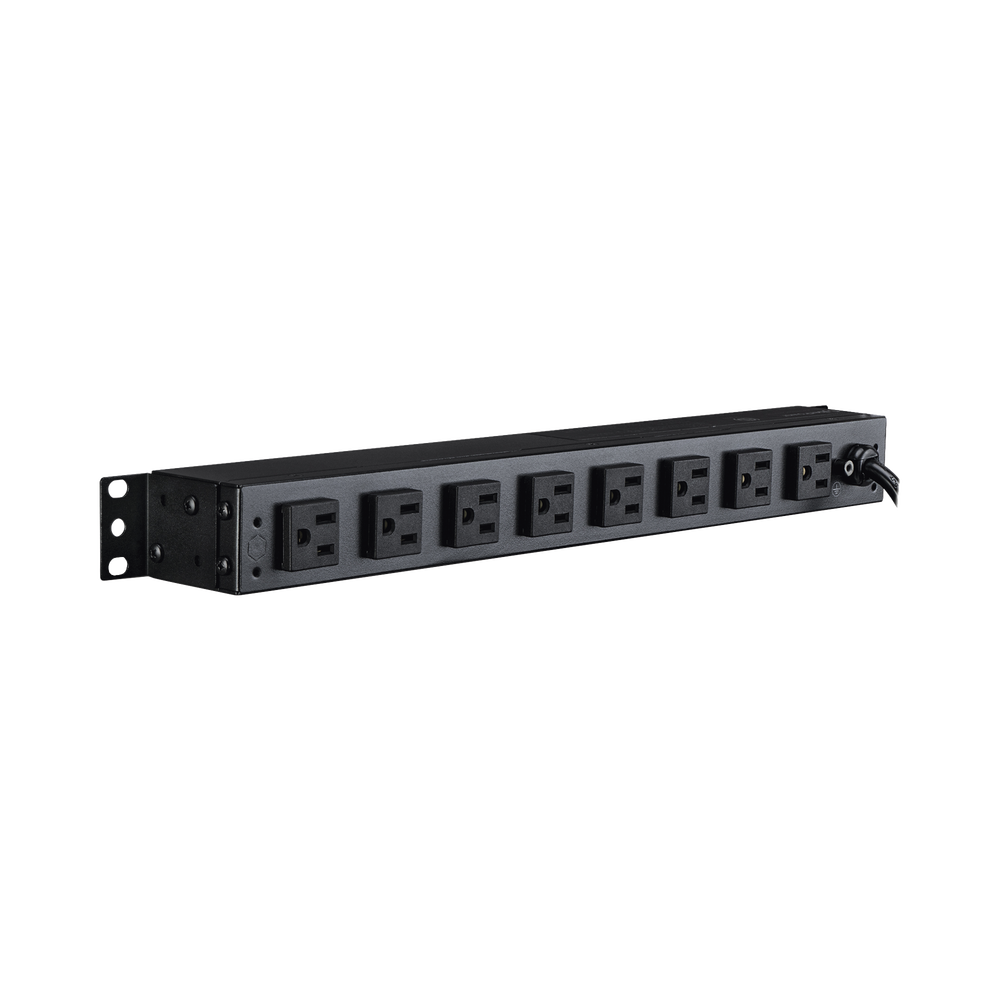 PDU Básico Para Distribución de Energía, Con 8 Tomas NEMA 5-15R Traseras y 2 Tomas 5-15R Frontales, 1UR, 15 Amp, 120 Vca