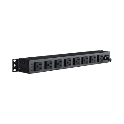 PDU Básico Para Distribución de Energía, Con 8 Tomas NEMA 5-15R Traseras y 2 Tomas 5-15R Frontales, 1UR, 15 Amp, 120 Vca