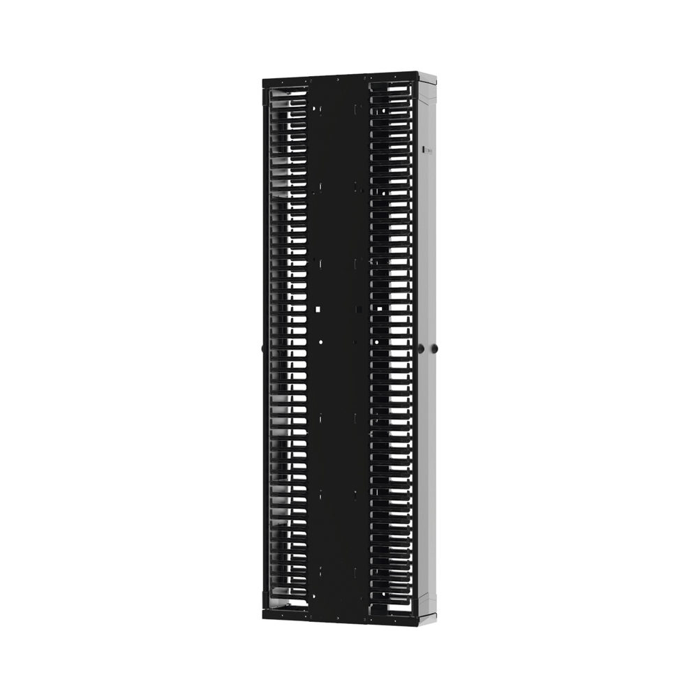 Organizador Vertical PatchRunner™ Mejorado, Doble (Frontal y Posterior), Para Rack Abierto de 45 Unidades, 12in de Ancho, Color Negro
