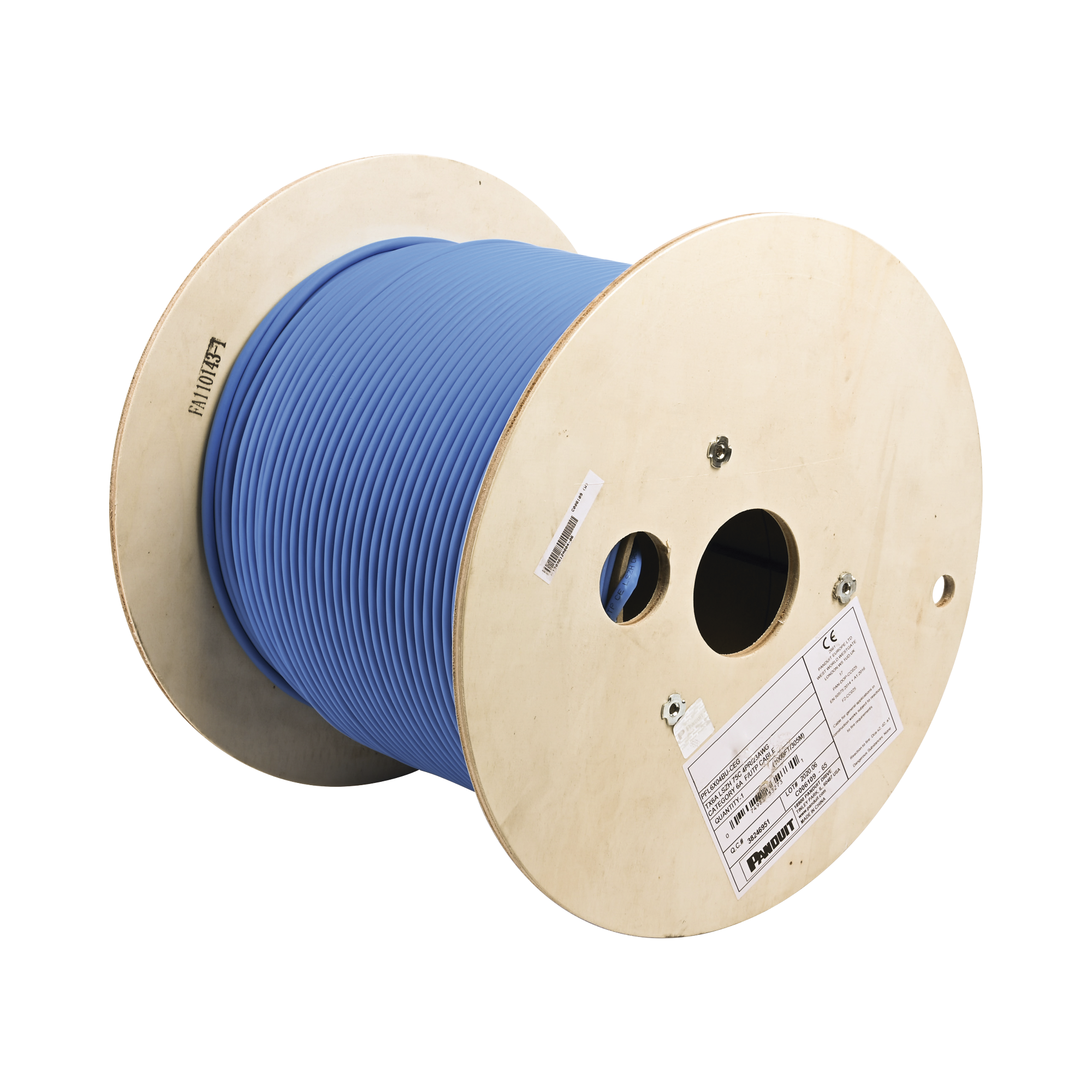 Bobina de Cable Blindado F/UTP de 4 Pares, Cat6A, Soporte de Aplicaciones 10GBase-T, LSZH (Libre de Gases Tóxicos), Color Azul, 305 Metros (1000 Pies)