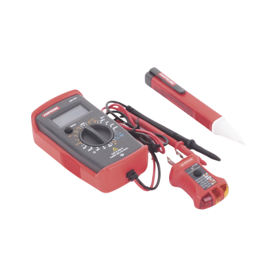 KIT Básico 3 en 1 con Multímetro Digital + Detector de Tensión sin Contacto + Comprobador de Fase GFCI