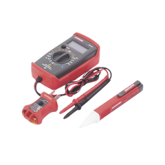 KIT Básico 3 en 1 con Multímetro Digital + Detector de Tensión sin Contacto + Comprobador de Fase GFCI