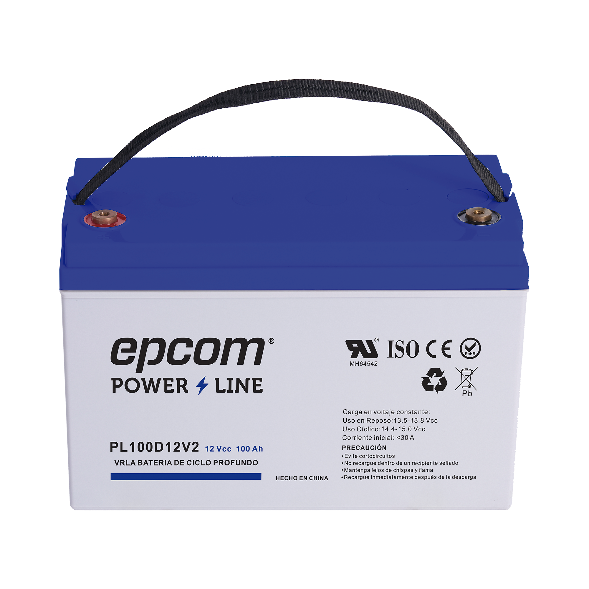 Batería de respaldo 12 V 100 Ah AGM | Certificada UL94-HB Retardo a la flama básica | Ciclo profundo | Para uso en aplicaciones fotovoltaicas y de emergencia | Terminales T4
