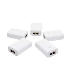 5 Unidades del Adaptador PoE Ubiquiti de 24 VDC, 0.5 A con puerto Gigabit, color blanco