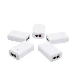 5 Unidades del Adaptador PoE Ubiquiti de 24 VDC, 0.5 A con puerto Gigabit, color blanco