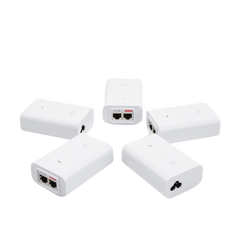 5 Unidades del Adaptador PoE Ubiquiti de 24 VDC, 0.5 A con puerto Gigabit, color blanco