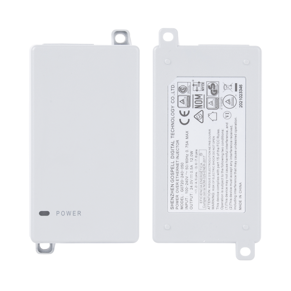 Inyector PoE Pasivo Gigabit de pared para C5x, C5c,  de Mimosa, Voltaje de salida  24Vcc.