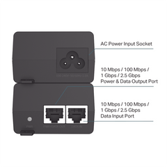Inyector PoE+ (30W) / Gigabit 802.3 af/at / 2 puertos 10/100/1000 Mbps / Plug and Play / Fuente alimientación Integrada
