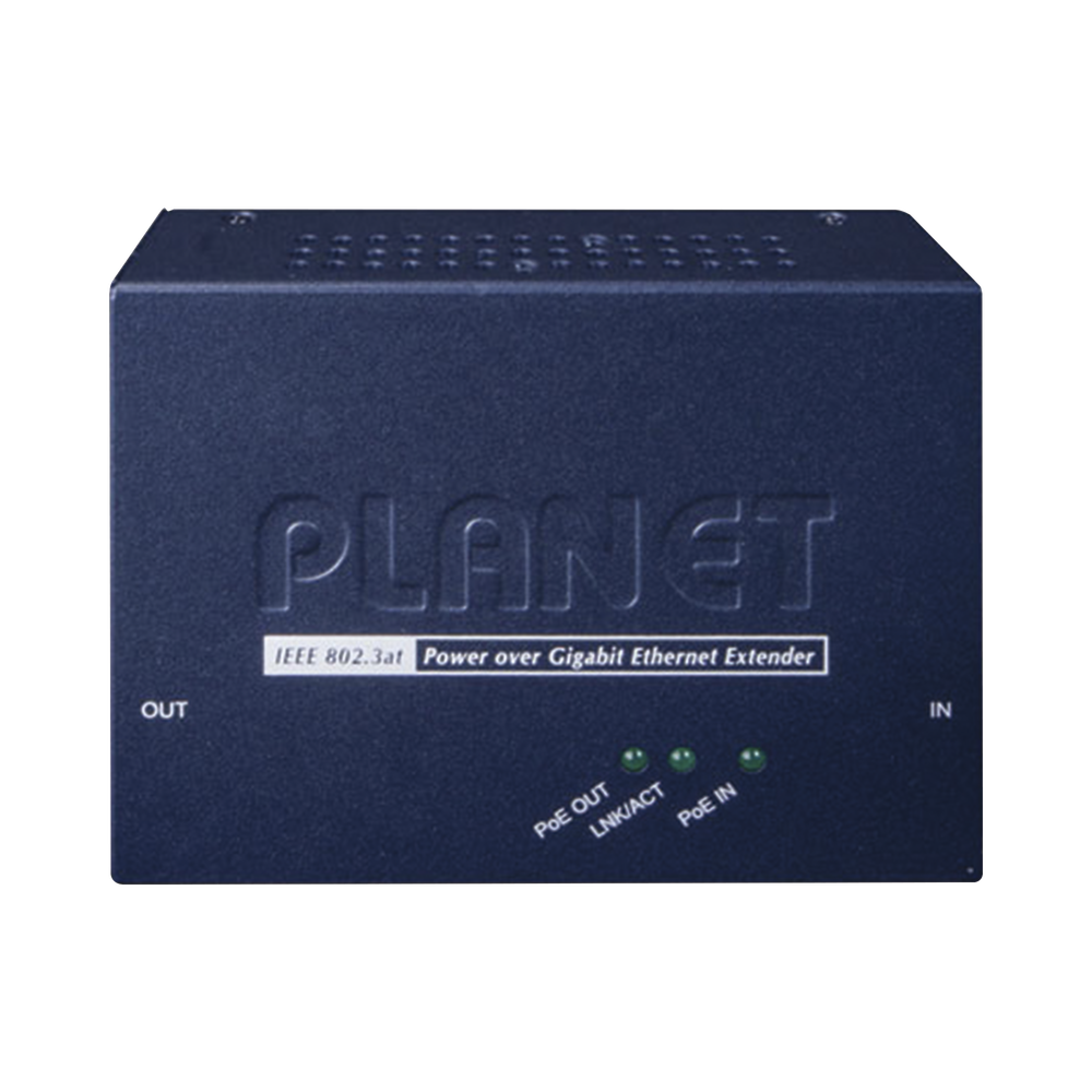 Extensor PoE+ / Hasta 100 m / Entrada PoE+ Gigabit 802.3 at y Salida PoE+ Gigabit 802.3 af / at / Interior