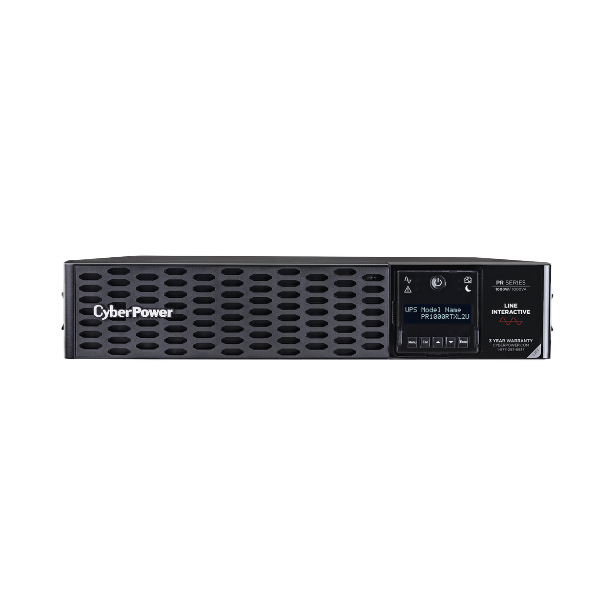 UPS de 1000 VA/1000 W, Topología Línea Interactiva, Entrada 120 Vca NEMA 5-15P, Onda Senoidal Pura, Torre o Rack 2 UR, Con 8 Tomas NEMA 5-15R