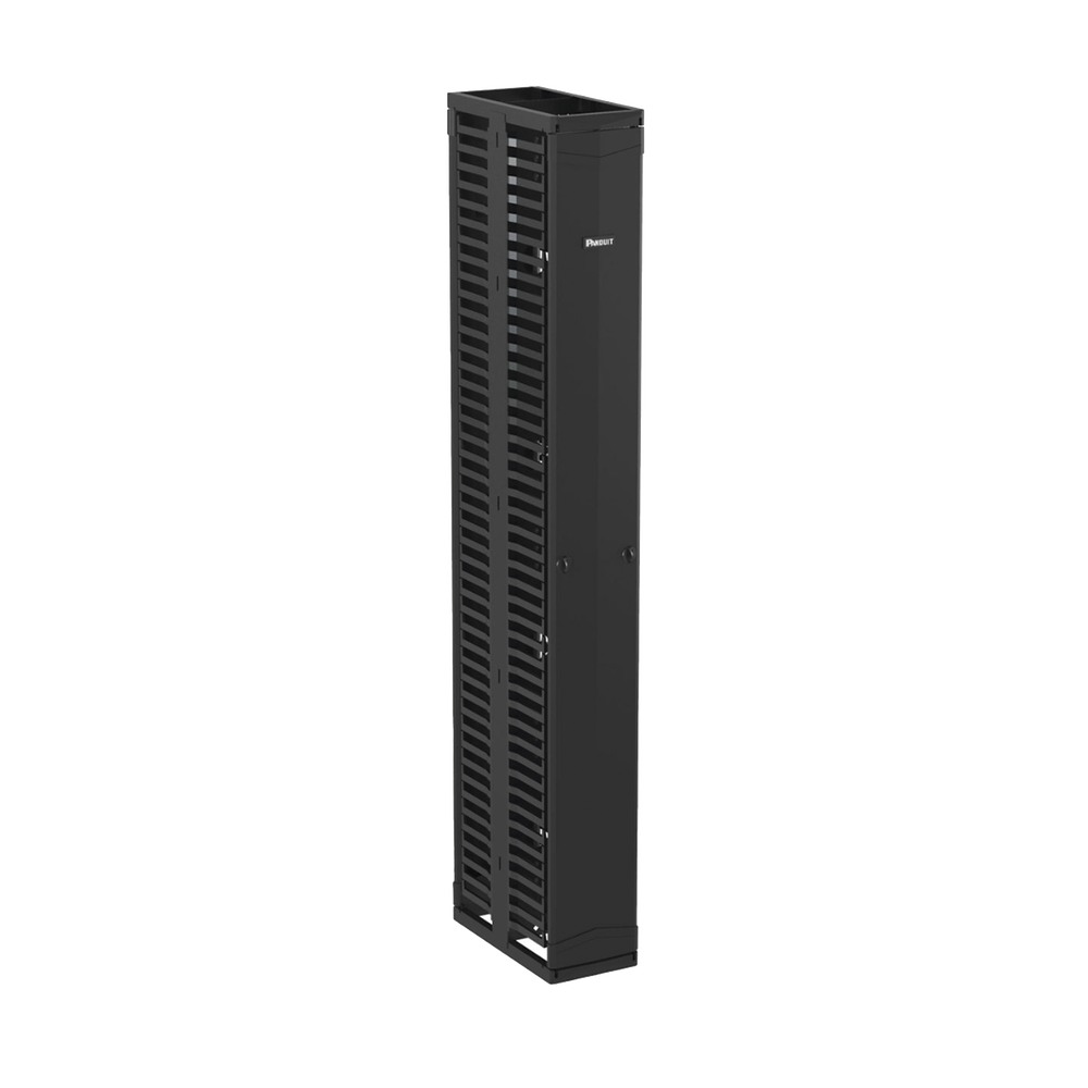 Organizador Vertical PatchRunner™, Doble (Frontal y Posterior), Para Rack Abierto de 45 Unidades, 10in de Ancho, Color Negro