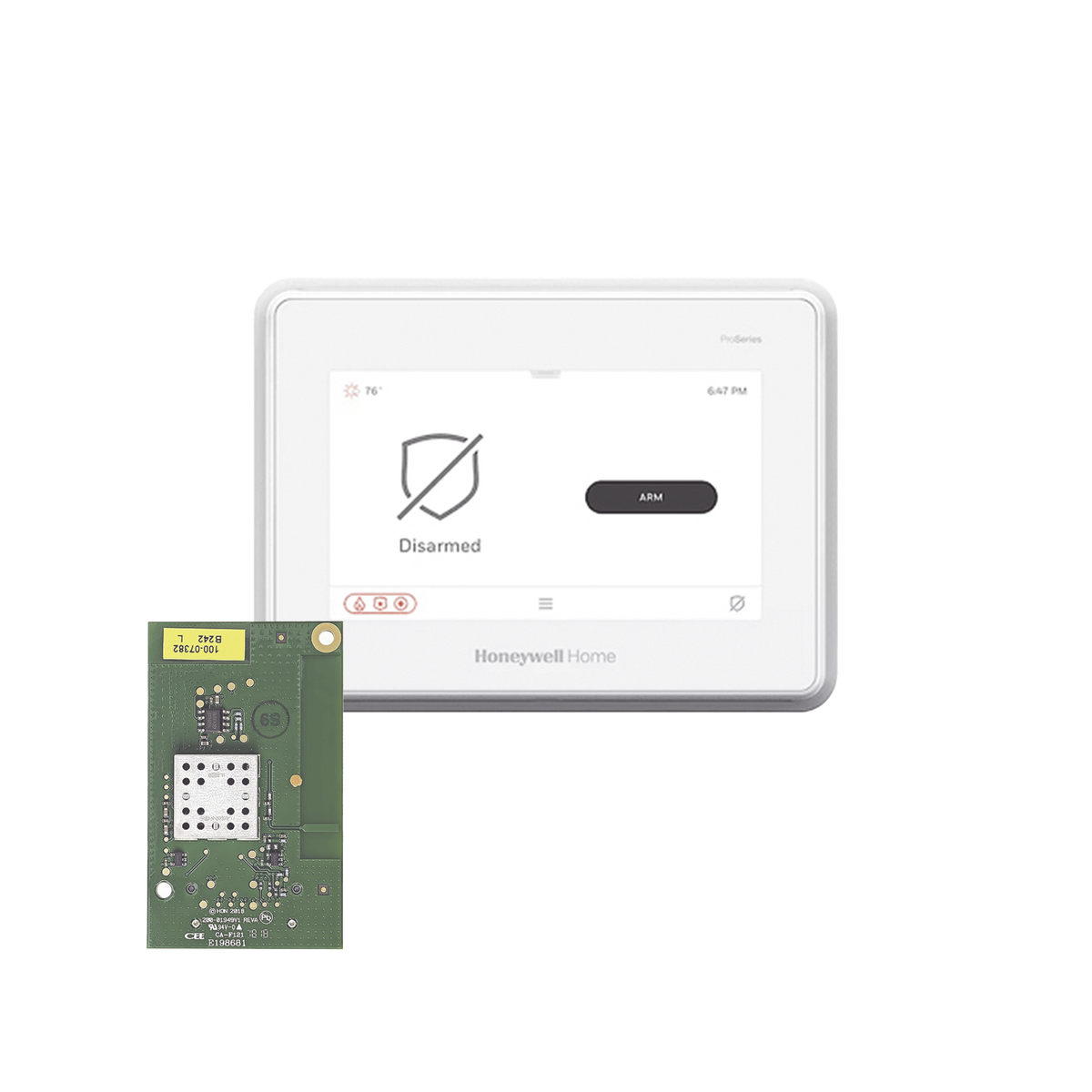 Sistema de Alarma con Pantalla Touch de 7" Compatible con sensores Inalambricos DSC, Bosh, 2GIG,ITI y Serie 5800 agregando el modulo PROTAKEOVER