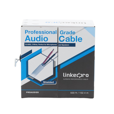 Cable para audio profesional calibre 18 en 2 hilos 100% cobre, BLINDADO perfecto para bocinas y micrófonos, bobina de 152 m