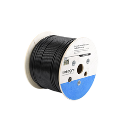 Bobina de cable de 305 m, Cat5E, con gel, para intemperie, doble forro extrema humedad, bajo tierra, UL, color negro para aplicaciones en video vigilancia, y redes de alta velocidad.
