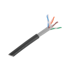 Bobina de cable de 305 m, Cat5E, con gel, para intemperie, doble forro extrema humedad, bajo tierra, UL, color negro para aplicaciones en video vigilancia, y redes de alta velocidad.