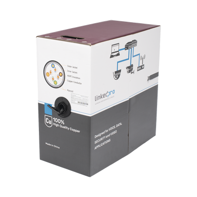 Bobina de Cable UTP 305 m, Cat5e Con DOBLE FORRO, para Exterior, CLIMAS EXTREMOS, Color Negro