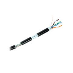 Bobina de Cable de 305 Metros (1000 Pies) Cat6+ Calibre 23 Exterior Blindado Tipo FTP para Climas Extremos, UL, Color Negro