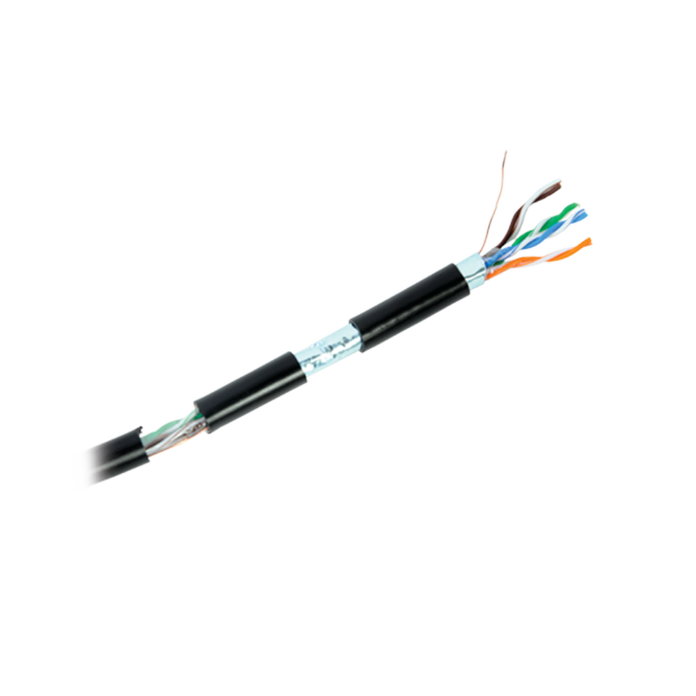 Bobina de 152.5 Metros (500 Pies) Cat6+ Calibre 23 Exterior Blindado Tipo FTP Para Climas Extremos, UL Para Aplicaciones de Video Vigilancia y Redes de Datos. Para Uso en Intemperie.