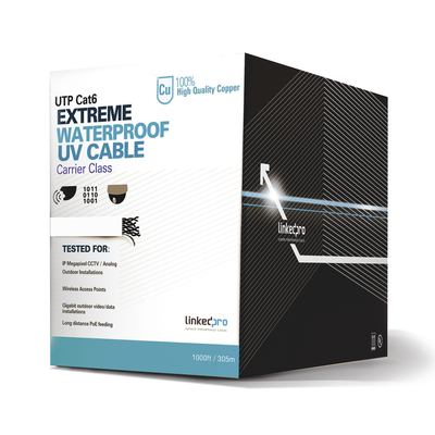 Bobina de Cable UTP Cat6 Exterior 305 Metros, Sin Blindar (UTP), Blanco, UL