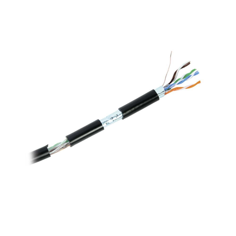 Bobina de Cable de 305 Metros (1000 Pies) Cat6+ Calibre 23 Exterior Blindado Tipo FTP para Climas Extremos, UL, Color Negro (Carrete Easy Pull)