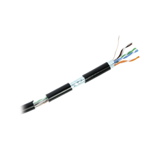 Bobina de Cable de 305 Metros (1000 Pies) Cat6+ Calibre 23 Exterior Blindado Tipo FTP para Climas Extremos, UL, Color Negro (Carrete Easy Pull)