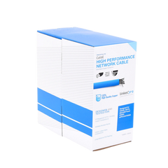 Bobina de cable de 305 metros Cat6, CM, 24 AWG, Alto Rendimiento, ETL, UL, color azul, super flexible, para aplicaciones de videovigilancia, video HD, y redes de datos. Uso interior
