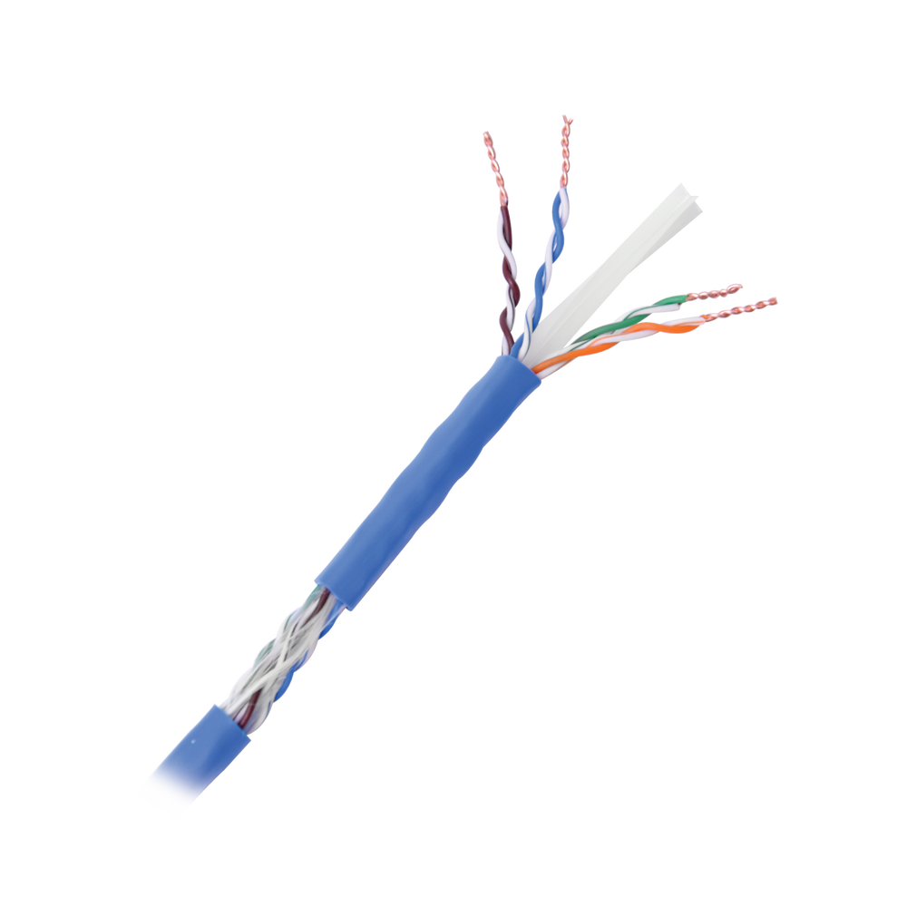 Bobina de Cable de 152.5 Metros (500 Pies) Cat6+ Calibre 23 Alto Desempeño, Super Flexible, UL, Color Azul, para Aplicaciones de Video Vigilancia, HD, y Redes de Datos. Uso Interior.