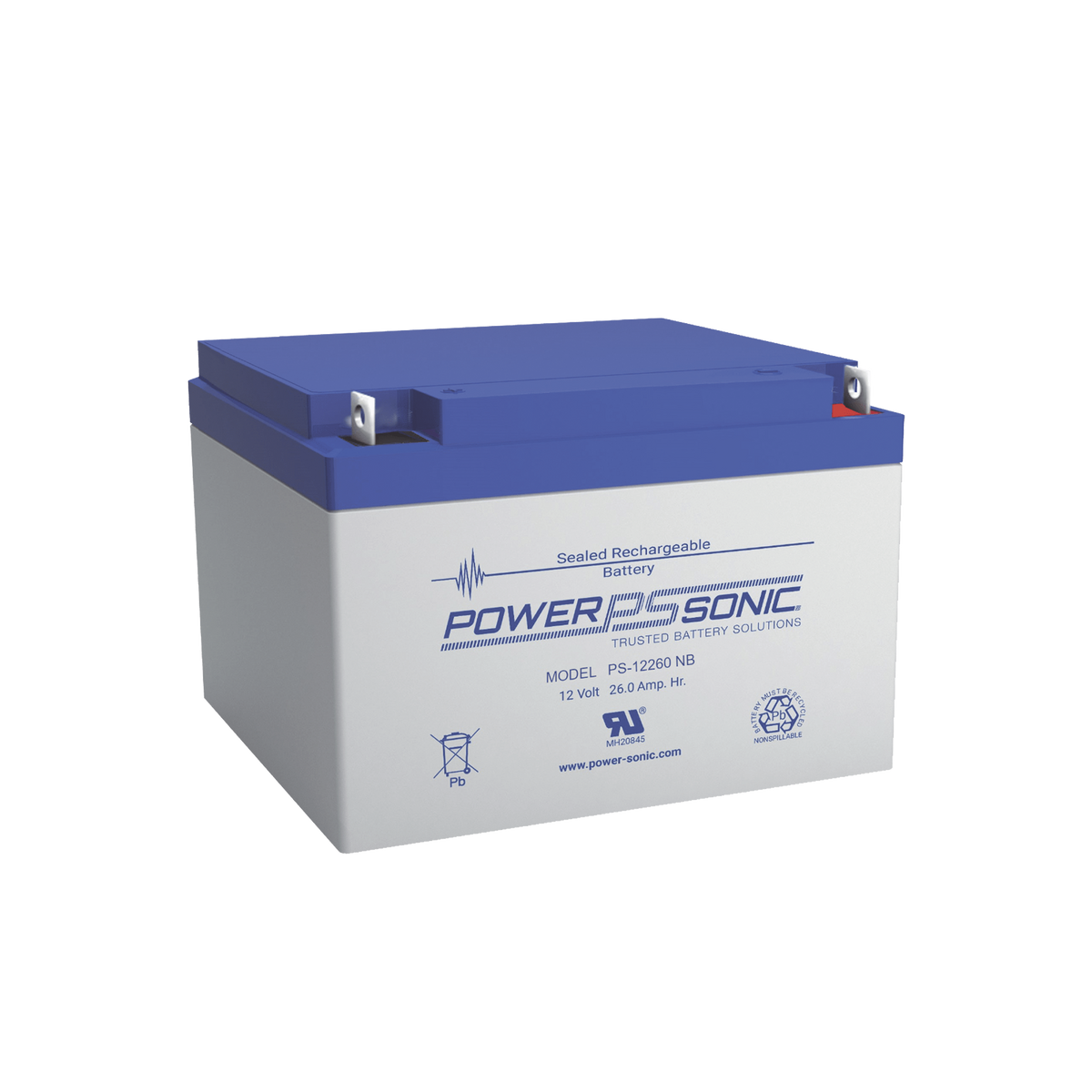 Batería 12V, 26AH, Para Respaldo, Tecnologías AGM/VRLA, 5 Años Vida Útil, Terminales T12, Reconocida UL