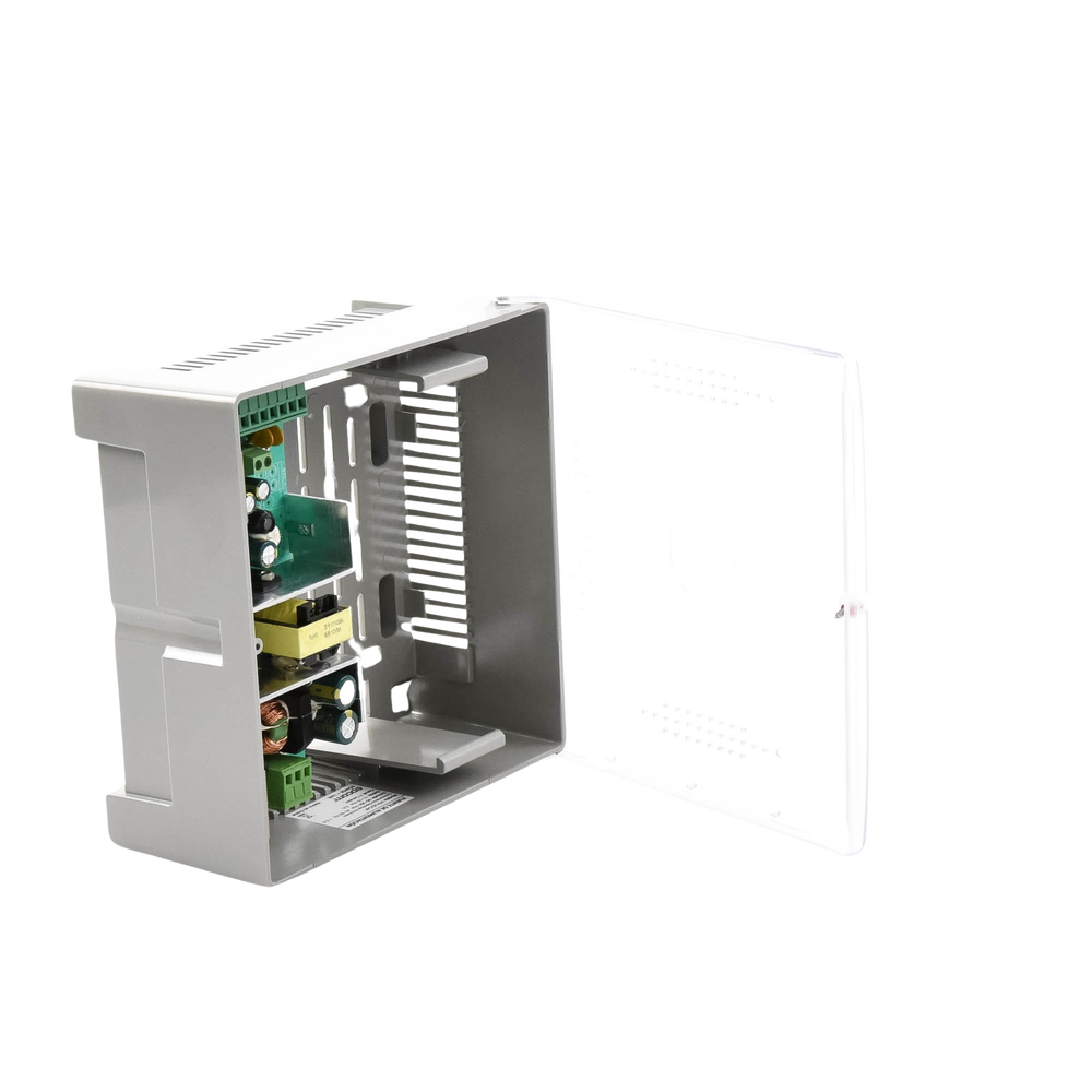 Fuente de Poder con Gabinete de 4 Salidas de 11 - 15 Vcc / 5 Amper /  Voltaje de Entrada: 96 - 264 Vca / Soporta Protección contra Sobrecorriente de Salida, Protección contra Cortocircuito / Led Indicador