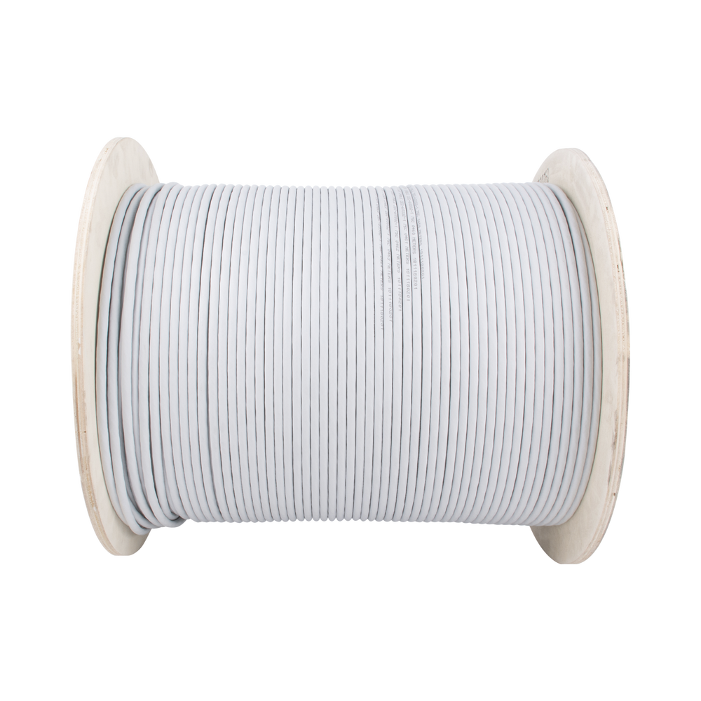 Bobina de Cable Blindado S/FTP de 4 Pares, Cat7, Inmune a Ruido e Interferencias, LSZH (Bajo Humo, Cero Halógenos), Color Gris, Bobina de 500 Metros (1640 Pies)
