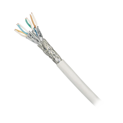 Bobina de Cable Blindado S/FTP de 4 pares, Cat7, Inmune a Ruido e Interferencias, LSZH (Bajo humo, Cero Halógenos), Color Blanco, Bobina de 500 m