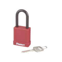 Candado de Bloqueo LOTO de Seguridad Dieléctrico, Con Llave Única, Diámetro de 6.5 mm, Color Rojo