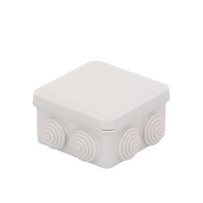 Caja Derivación-Conexión de Plástico (89 X 89 X 50 mm) con 7 Glándulas de Goma. Para Instalaciones Comerciales,  Residenciales e Industriales. Cerrado a Presión.