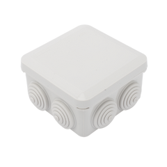 Caja Derivación-Conexión de Plástico (89 X 89 X 50 mm) con 7 Glándulas de Goma. Para Instalaciones Comerciales,  Residenciales e Industriales. Cerrado a Presión.