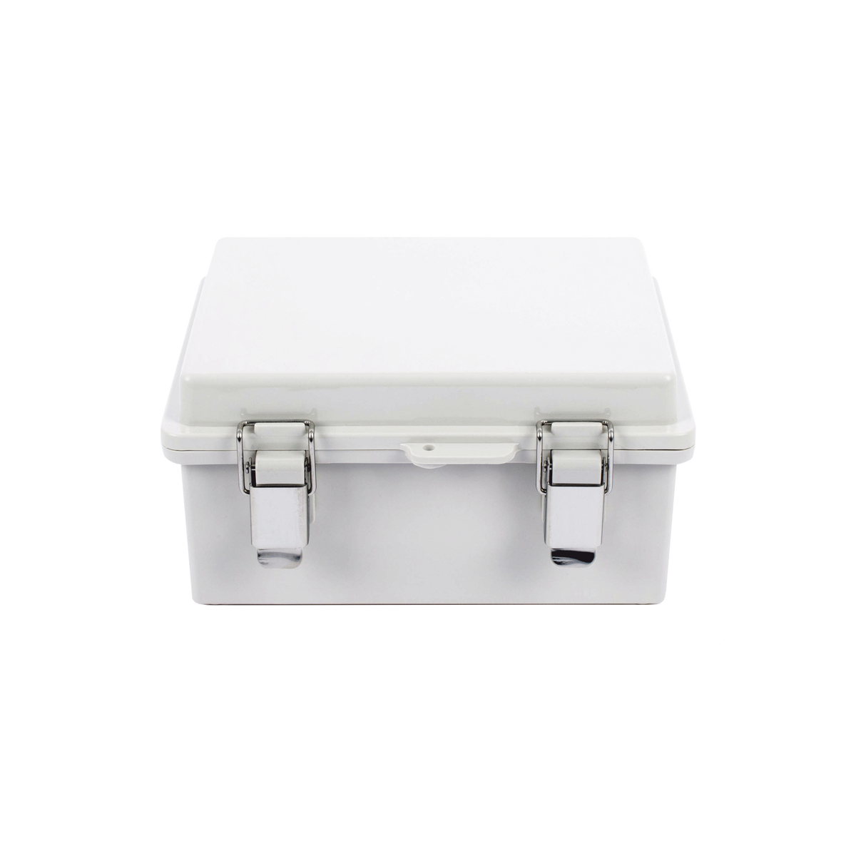 Gabinete de Plástico ABS, Uso en Intemperie IP66 (170 x 220 x 110 mm) Cierre por broche Inoxidable y Permite Cerrado con Candado y Llave (Perno 5mm) No Incluido