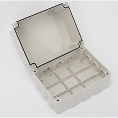 Caja Derivación-Conexión de Plástico (190 X 240 X 165 mm) con 12 Glándulas de Goma. Para Instalaciones Comerciales, Residenciales e Industriales. Incluye Tornillería para su Tapa. Funciona También como Registro.