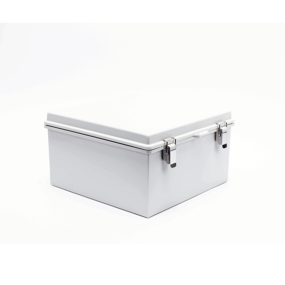 Gabinete de Plástico ABS, Uso en Intemperie ip66 (300 x 300 x 180 mm) Cierre por Broche Inoxidable y Permite Cerrado con Candado y Llave (Perno 5mm) No Incluido