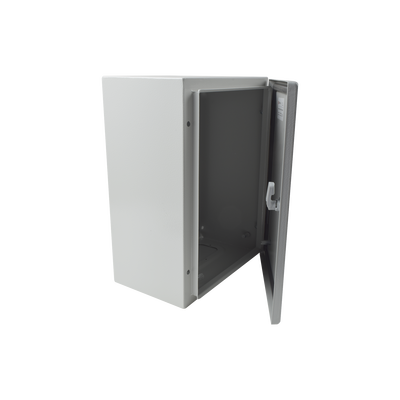 Gabinete de Acero IP66 Uso en Intemperie (300 x 400 x 200 mm) con Placa Trasera Interior de Metal y Compuerta Inferior Atornillable (Incluye Chapa y Llave T).