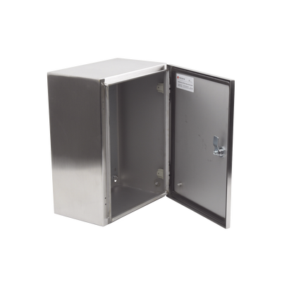 Gabinete de Acero Inoxidable IP66 Uso en Intemperie (300 x 400 x 200 mm) con Placa Interna Galvanizada.