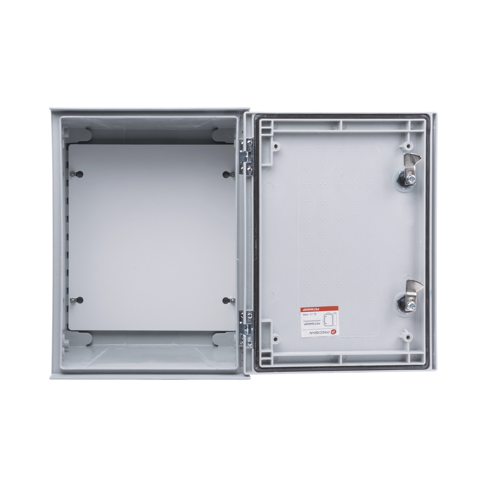 Gabinete de Poliéster IP65 Uso en Intemperie (300 x 400 x 200 mm) con Placa Trasera Interior de Plástico (Incluye Chapa y Llave).